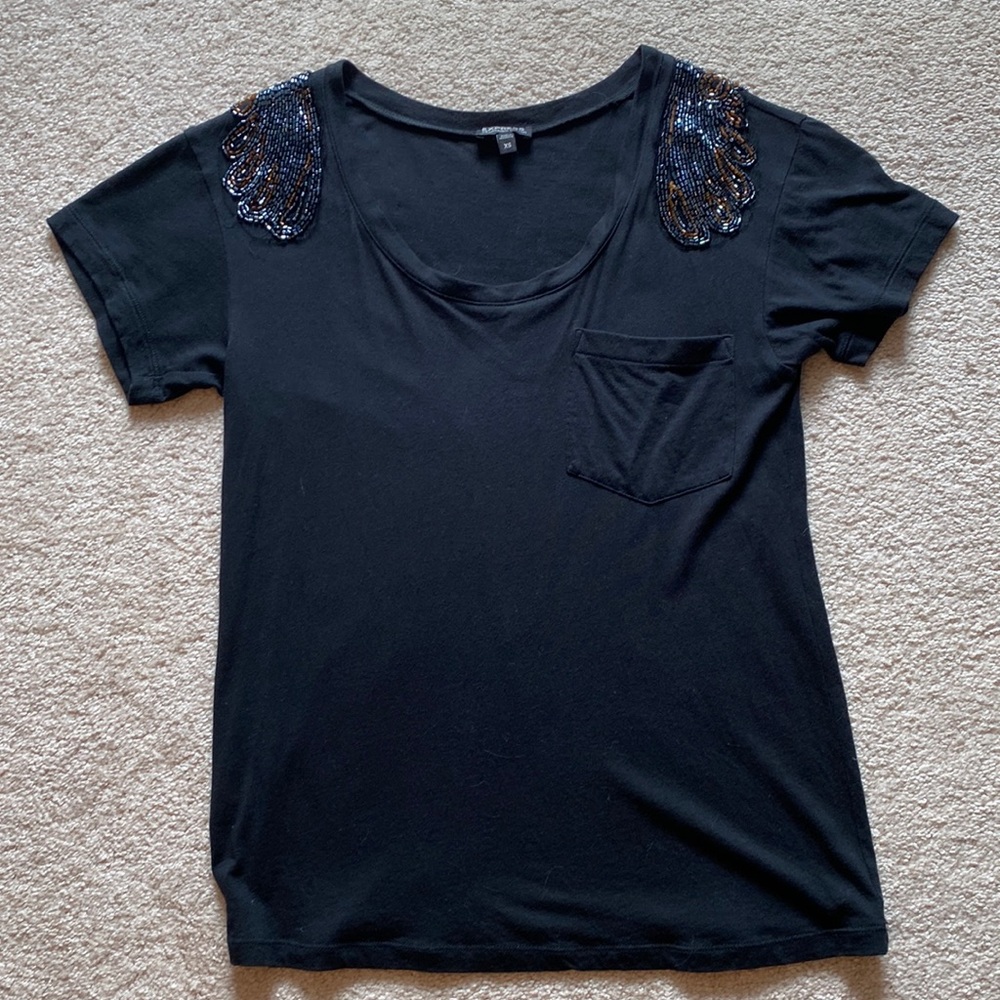 Express Embellished Black Tee
